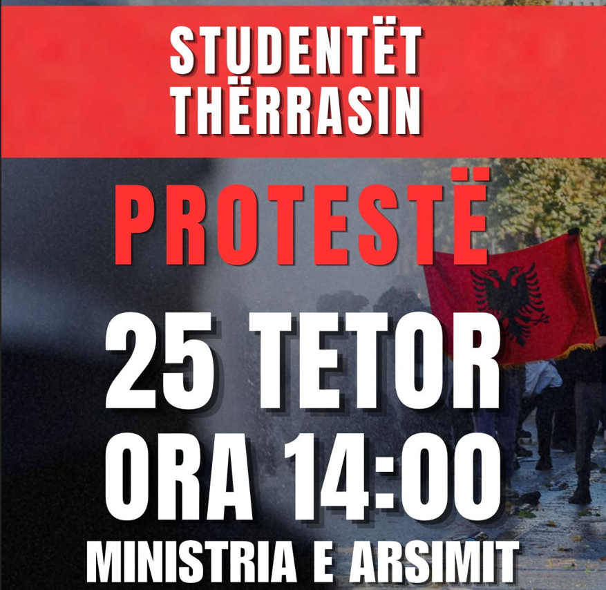 Nuk ndalen studentët  Paralajmërohet protestë të dielën në orën 14 00 para Ministrisë së Arsimit